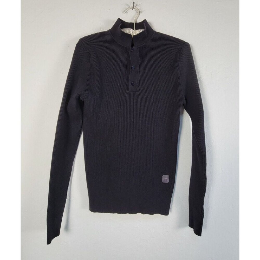 Carlo Pignatelli Outside Boys Long Sleeve Ribbed Polo Sweater Black Stretch